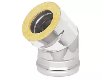 Сэндвич-колено Нерж+Нерж (AISI 304 0,8мм/0,5мм) 45* 2 секции (120x200)