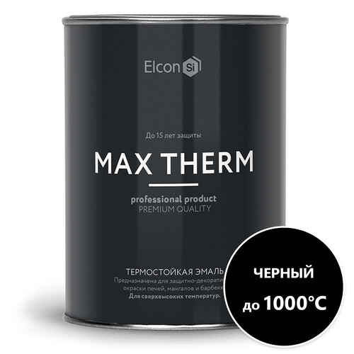 Краска термостойкая (Эмаль) антикоррозионная (до 1000°С; 0,8 кг) Черная ELCON-1