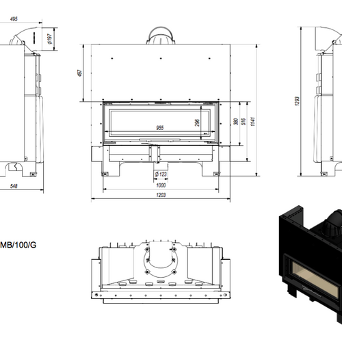 Каминная топка стальная MB100/G (14 кВт)-2