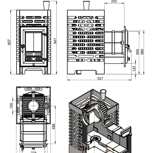 Печь для бани ASTON «Шторм» Long (чугун)-13