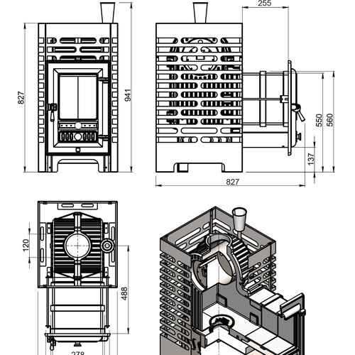 Печь для бани ASTON «Шторм» Long (чугун)-15