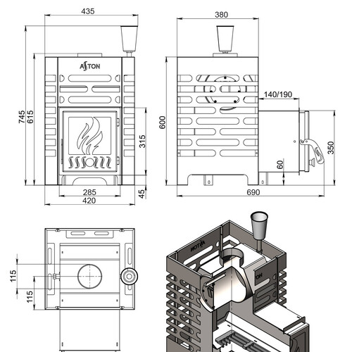 Печь для бани ASTON 12 INOX-8