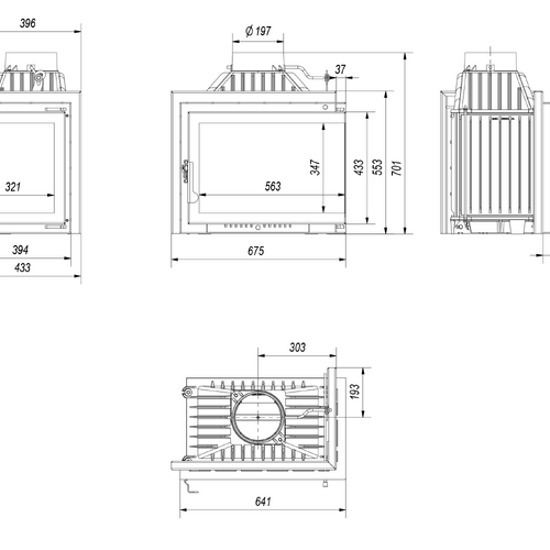 Каминная топка SIMPLE/M/S/P/BS (угловое стекло справа) (SMART)-5
