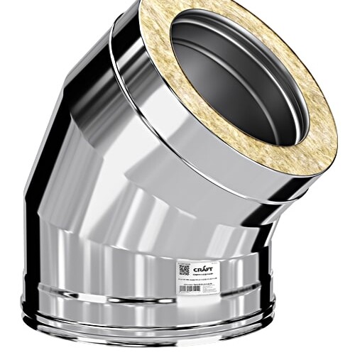 Колено Craft утепленное угол 135° нержавеющее (316/0,8/304/0,5мм) ф150/250 по воде-1