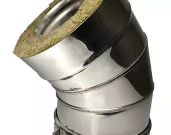 Колено Craft утепленное угол 135° нержавеющее (316/0,8/304/0,5мм) ф130/230 по воде, Cerablanket
