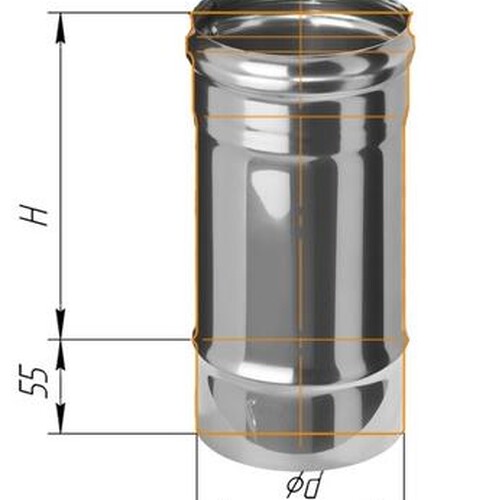 Дымоход Феррум нержавеющий (430/0,8 мм) ф115 L=0,25м-1