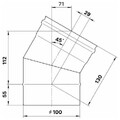 Колено Феррум угол 135° нержавеющее (430/0,5 мм) ф100-3
