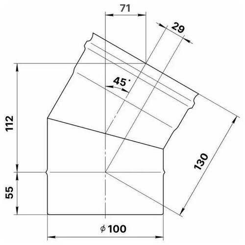 Колено Феррум угол 135° нержавеющее (430/0,5 мм) ф100-3