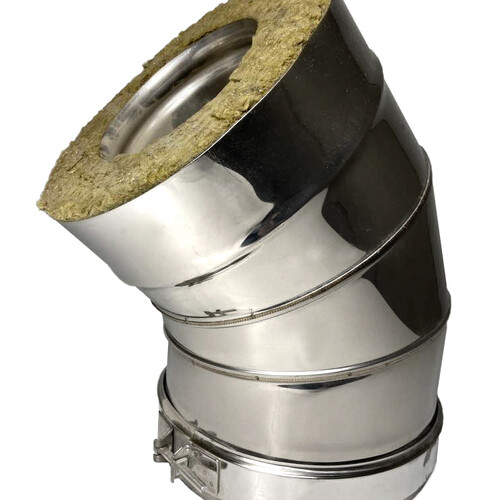 Колено Craft утепленное угол 135° нержавеющее (316/0,5/304/0,5мм), ф120/220, по воде-1