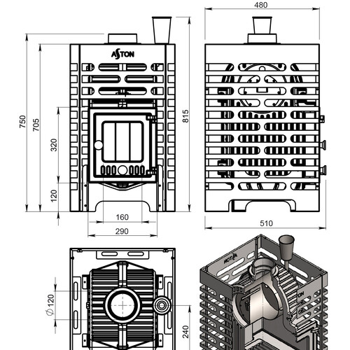 Печь для бани ASTON «Шторм» Small  б/в (ДТ-4С)-10