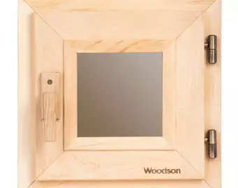 Форточка для бани деревянная 0,3х0,3 м стекло бронза, ольха, Woodson