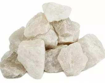 Камень для бани Кварц белый колотый 10 кг коробка