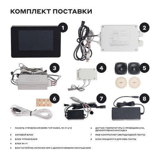 Пульт управления сенсорный для электрической каменки BORN TCP Music Wi-Fi 18-5