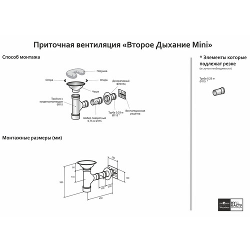 Система подачи воздуха Сталь-Мастер Второе дыхание MINI Black (AISI 430/0,5мм)-2