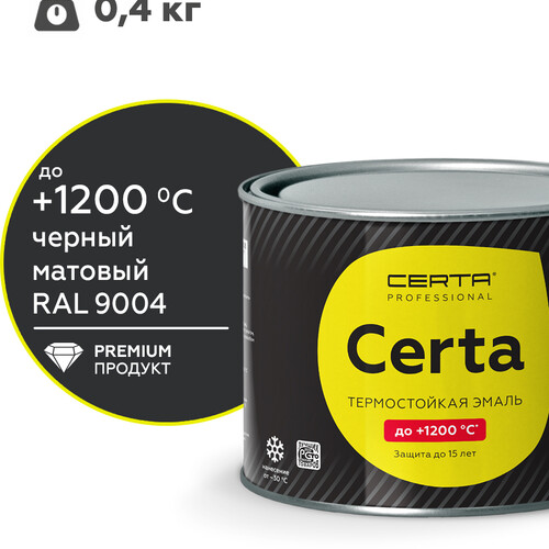 Краска термостойкая (Эмаль) антикоррозионная (до 700°С; 0,4 кг) Черная CERTA-4
