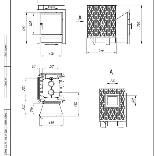 Печь для бани Black Stove Verona 18 чугунная закр.каменка Газ-3