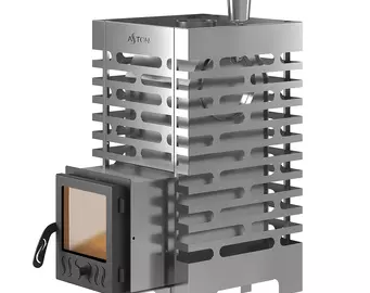 Печь для бани ASTON 16 INOX стекло с баком на трубе 50л Ø115 (AISI 439)