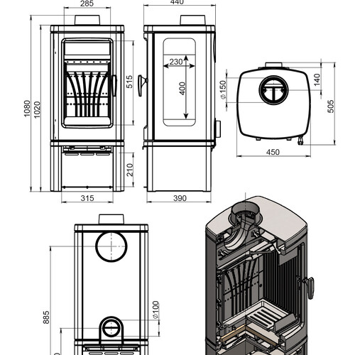 Печь-камин EVEREST H12РM Б/У-4