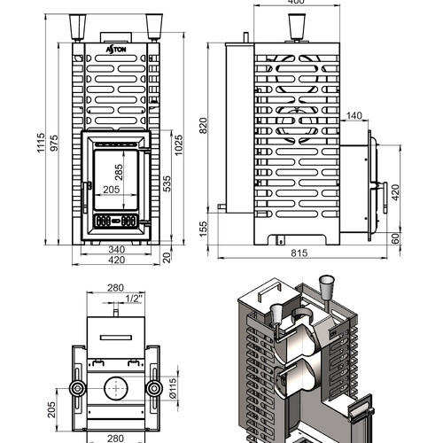 Печь для бани ASTON 24 НЕРЖ. (310) АКВА-4